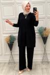 5015 Cepli Tesettür Takım Siyah Siyah