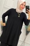 5015 Cepli Tesettür Takım Siyah Siyah