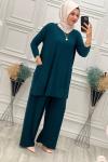 5015 Cepli Tesettür Takım Yeşil Yeşil