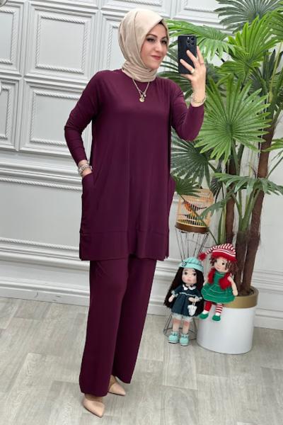 5015 Tunik Takım Mürdüm