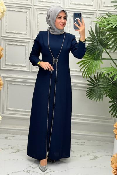 5016 Elbise Lacivert