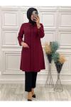 5036 Yanı Taşlı Tunik Bordo Diğer
