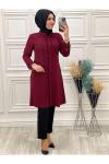 5036 Yanı Taşlı Tunik Bordo Diğer