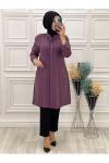 5036 Yanı Taşlı Tunik Mor Diğer