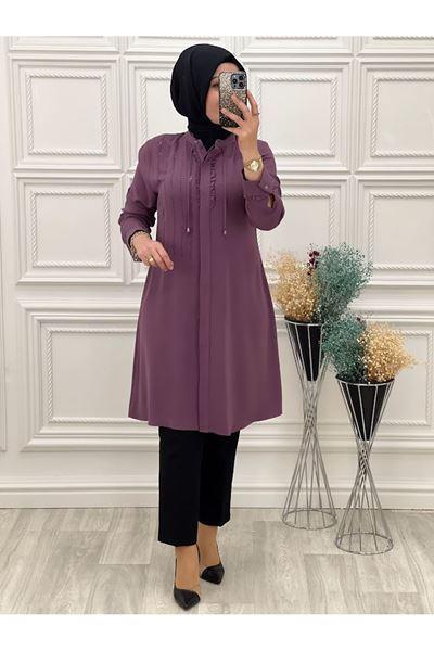 5036 Yanı Taşlı Tunik Mor Diğer