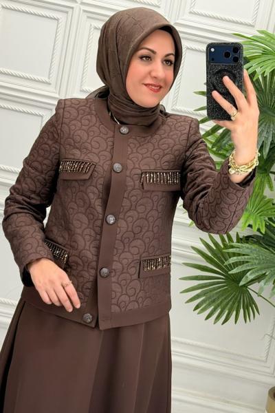 5041 Tunik  Takım  Kahverengi