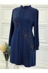 5047 Çiçek Taşlı Tunik İndigo Diğer