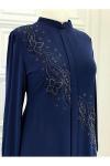 5047 Çiçek Taşlı Tunik İndigo Diğer