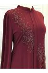 5047 Çiçek Taşlı Tunik Bordo Diğer