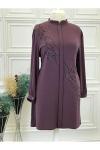 5047 Çiçek Taşlı Tunik Violet Diğer