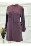 5047 Çiçek Taşlı Tunik Violet Diğer