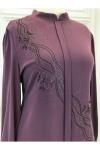 5047 Çiçek Taşlı Tunik Violet Diğer