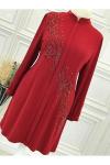 5047 Çiçek Taşlı Tunik Kırmızı Diğer