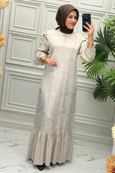 5096B Elbise Taş Rengi