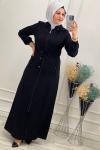 5101 Kapşonlu Ferace Siyah Siyah