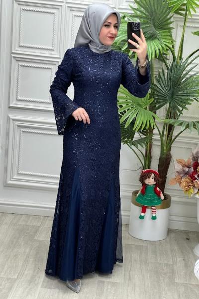 5105B Elbise Lacivert