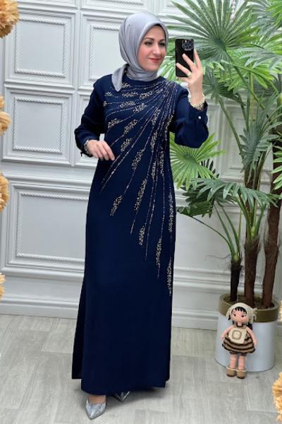 5114B Elbise Lacivert
