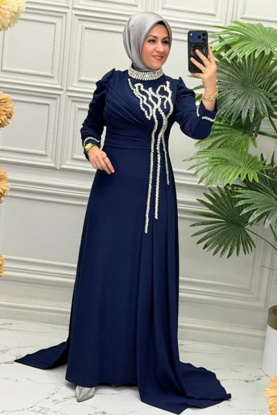 5187 Elbise Lacivert