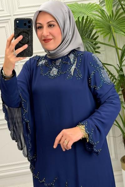 5196 Elbise Lacivert