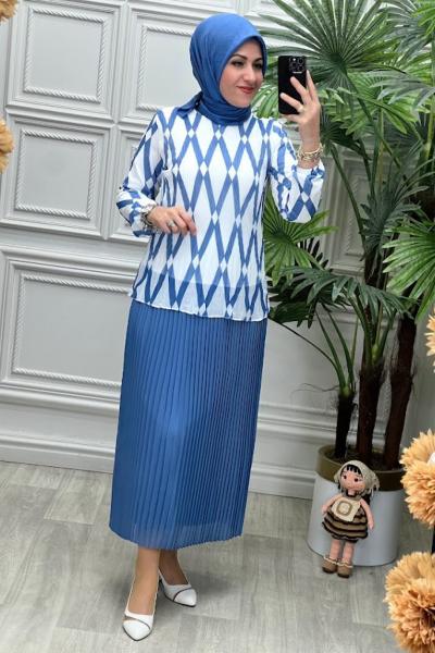 5217 Plise Etek Takım Bebe Mavisi