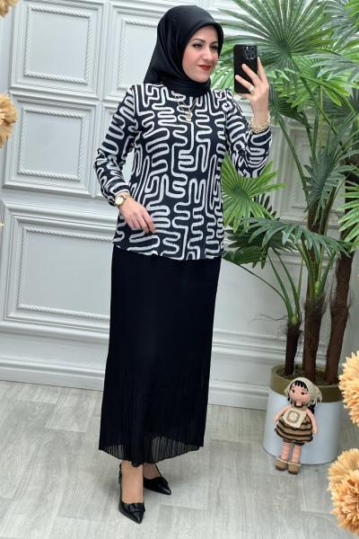 5219 Plise Takım Siyah