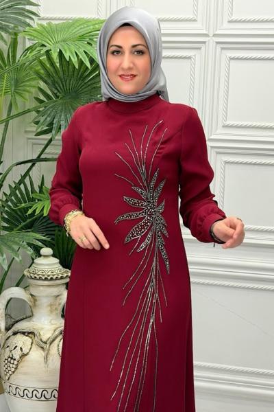 5252 Elbise Bordo