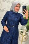 5287B Elbise Lacivert