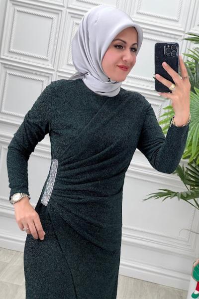 5320B Elbise Zümrüt