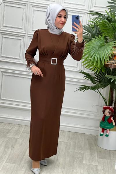 5475 Elbise Kahverengi