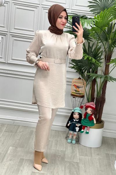 5487 Tunik Takım Bej