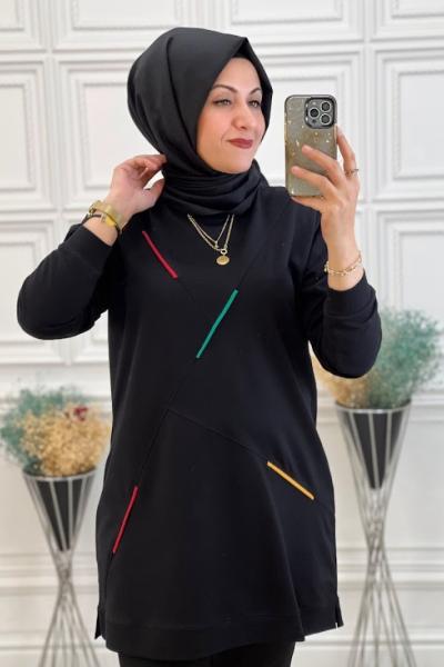 5601 Küçük Beden Tunik  Siyah