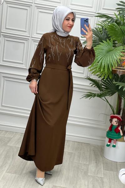 5649 Elbise Kahverengi
