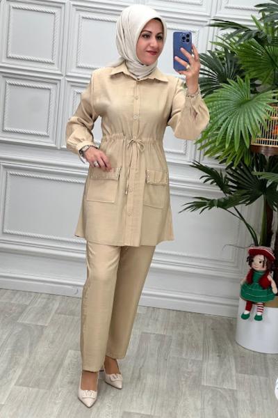 5652 Tunik Takım Taş Rengi