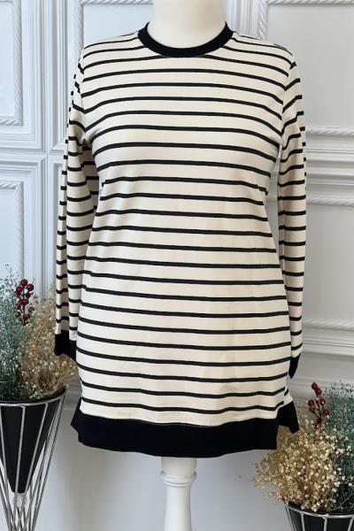 5812 Çizgili Tunik  Siyah