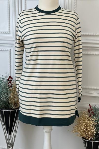 5812 Çizgili Tunik Mint Yeşili