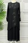 582 Taşlı Abaya Siyah