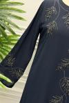 582 Taşlı Abaya Lacivert
