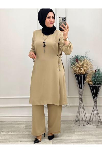 6078 Yandan Bağlamalı Takım Taş Bej