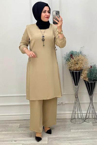 6078 Yandan Bağlamalı Takım Taş Bej