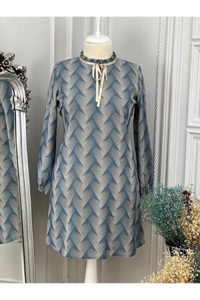 6103 Üstü Desenli Tunik İndigo Diğer