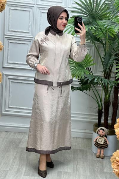 6107B Tunik Takım Vizon