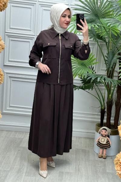 6109B Tunik Takım Kahverengi