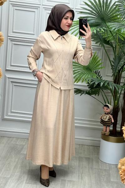 6110 Tunik Takım Vizon