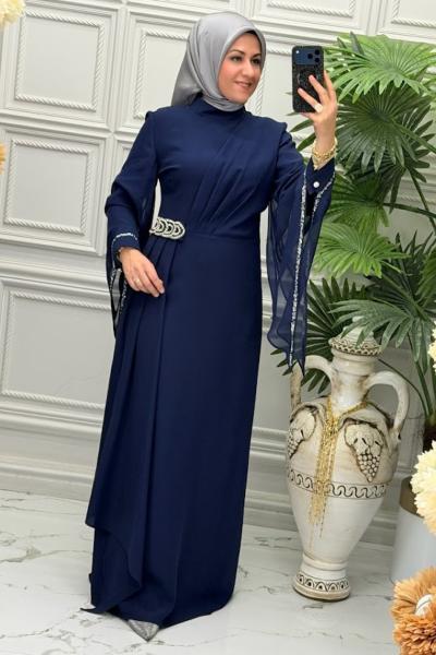 6114b Elbise Lacivert