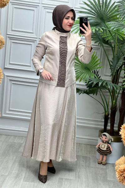 6116 Tunik Takım Vizon