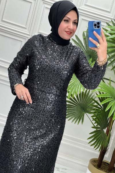 6120 Pırıltı Abiye Siyah