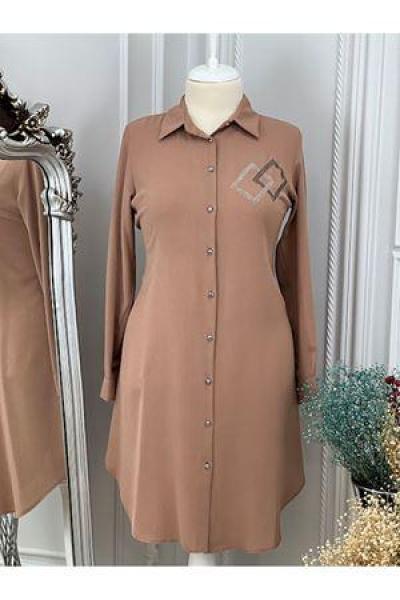 6157 Kare Taşlı Tunik Taba Diğer