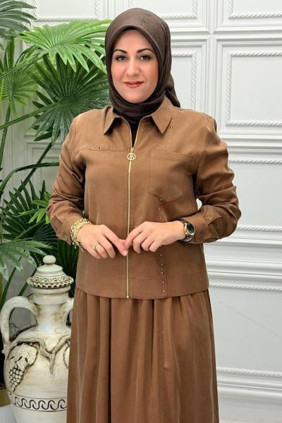6199 Tunik Takım Camel