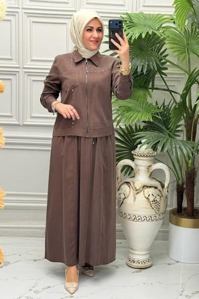 6199 Tunik Takım Kahverengi