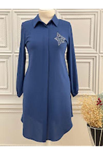 6203 Önü Taşlı Tunik İndigo Diğer
